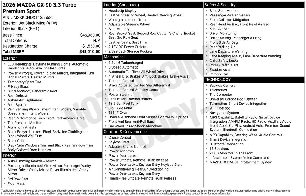 Used 2026 MAZDA CX-90 3.3 Turbo w/ Premium Sport Pkg AWD/4WD image 31