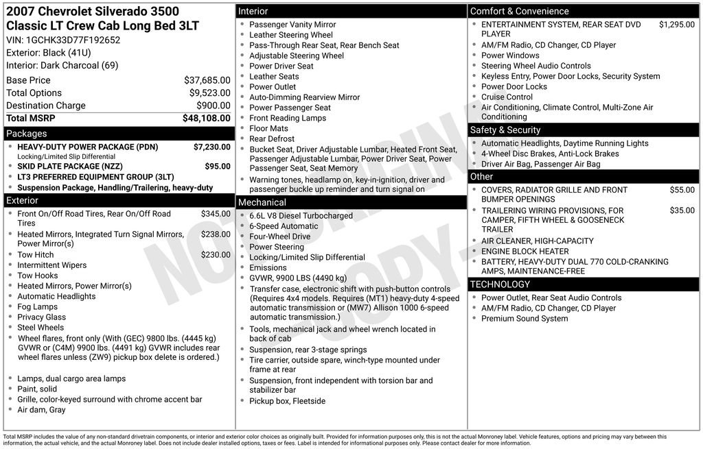 Used 2007 Chevrolet Silverado 3500 LT w/ Heavy-Duty Power Package AWD/4WD image 6