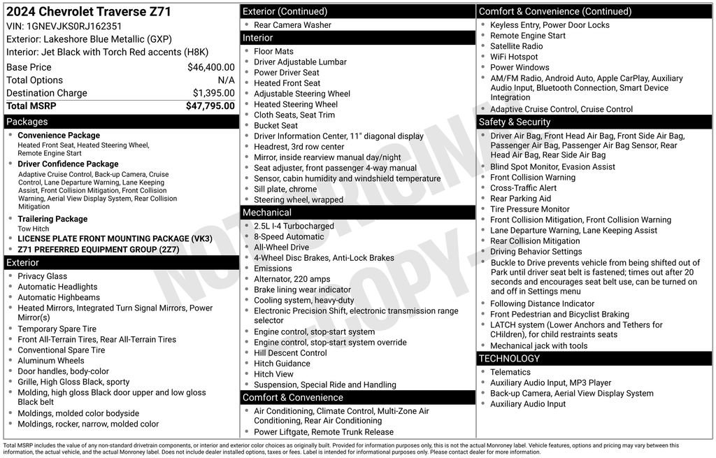 Used 2024 Chevrolet Traverse Z71 AWD/4WD image 9