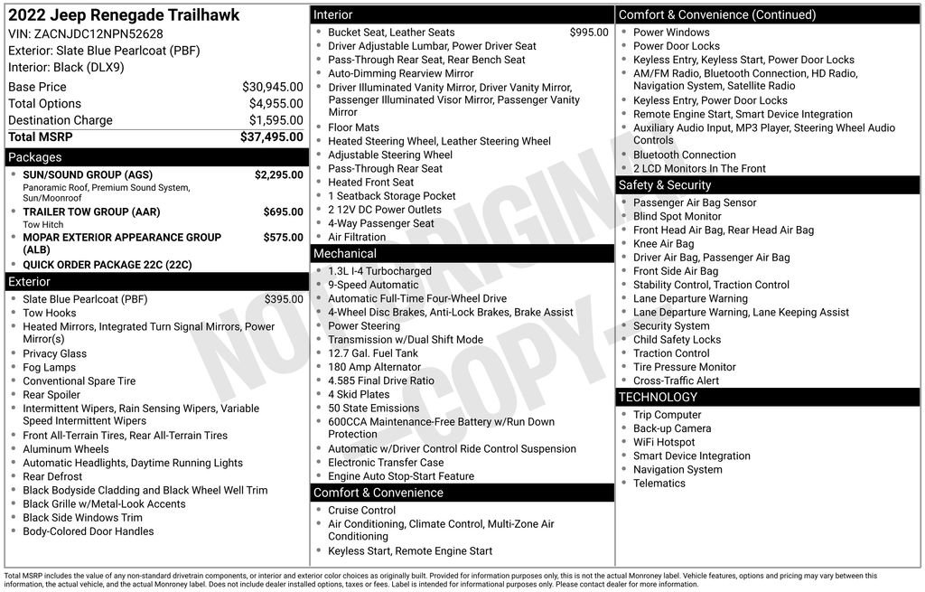 Used 2022 Jeep Renegade Trailhawk w/ Sun/Sound Group image 19