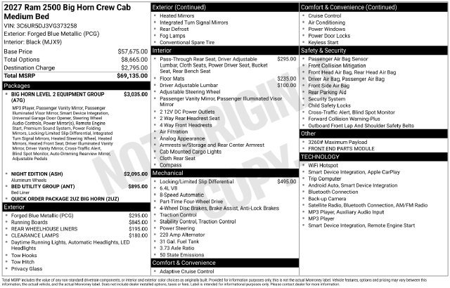 New 2027 RAM 2500 Big Horn AWD/4WD image 4