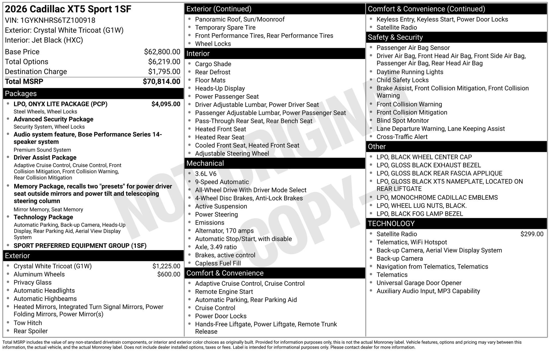 Certified 2026 Cadillac XT5 Sportv w/ LPO, Onyx Lite Package AWD/4WD image 49
