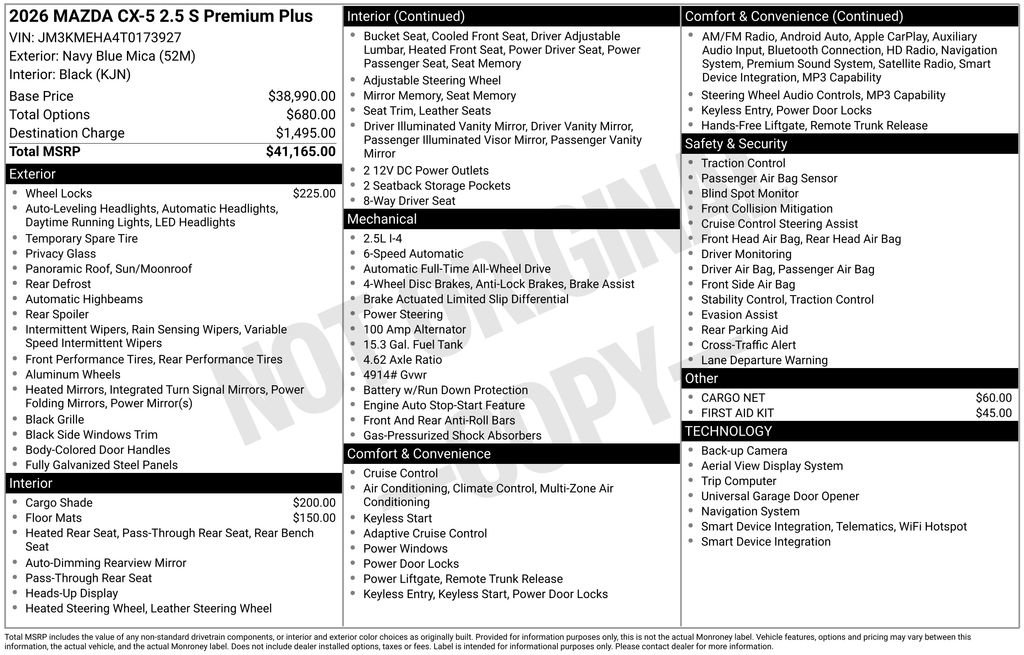 New 2026 MAZDA CX-5 2.5 S w/ Premium Plus Package AWD/4WD image 36