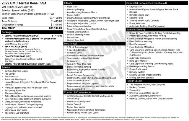 Used 2022 GMC Terrain Denali w/ Denali Premium Package image 35