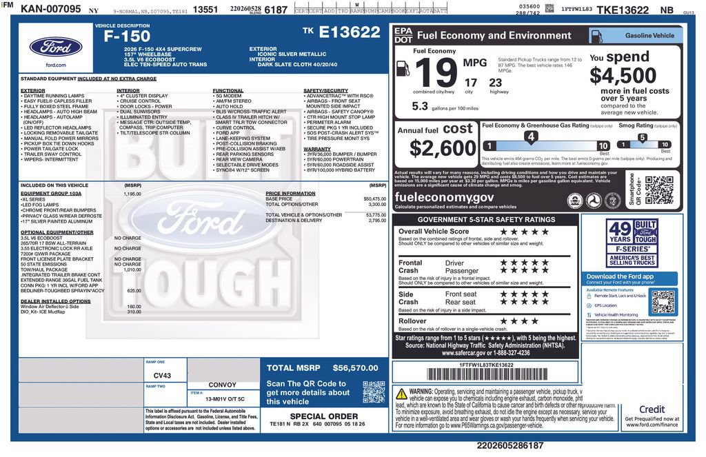 New 2026 Ford F150 XL w/ Equipment Group 103A High AWD/4WD image 6