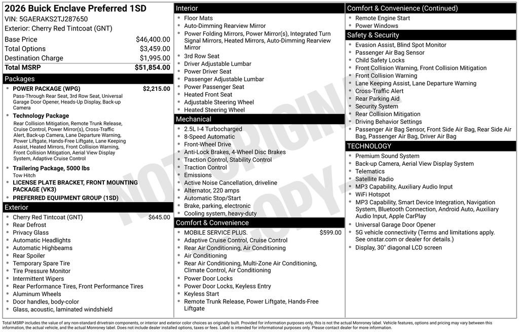 New 2026 Buick Enclave Preferred w/ Power Package image 58