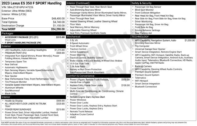 Certified 2023 Lexus ES 350 F Sport w/ Accessory Package (Z1) FWD image 36
