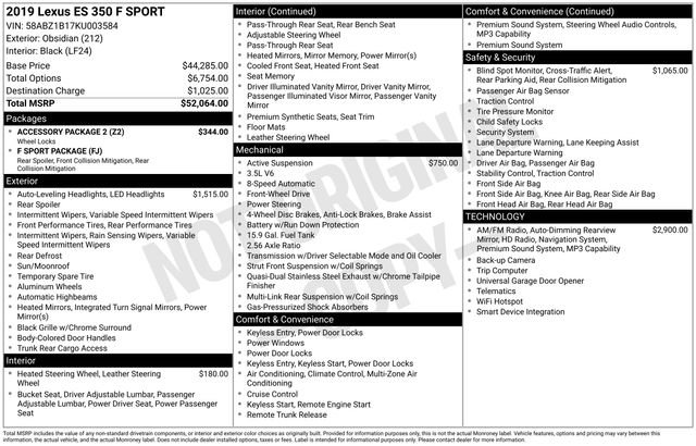 Used 2019 Lexus ES 350 F Sport w/ Accessory Package 2 image 28