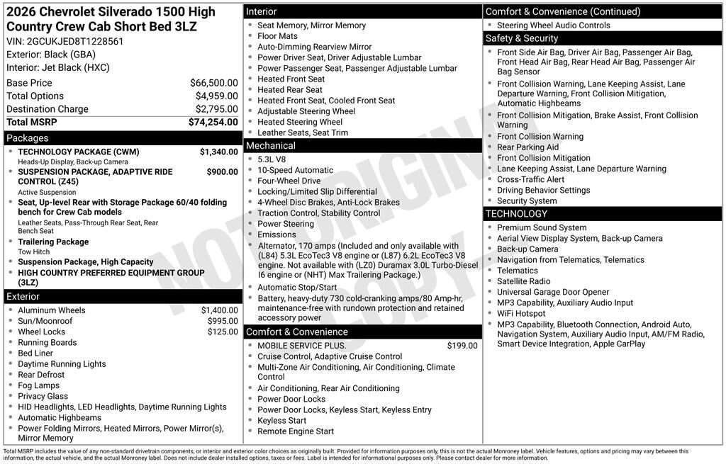 New 2026 Chevrolet Silverado 1500 High Country w/ Technology Package AWD/4WD image 11