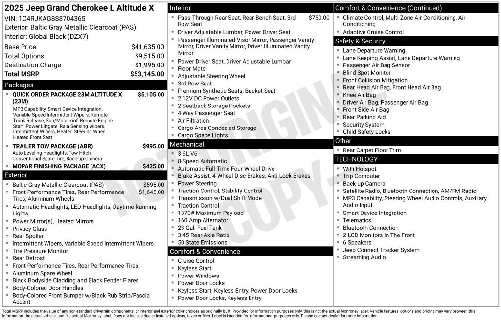 Certified 2025 Jeep Grand Cherokee L Altitude AWD/4WD image 23