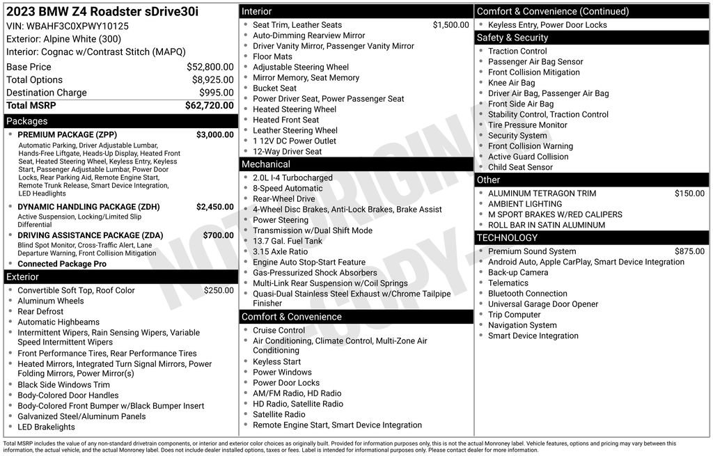 Used 2023 BMW Z4 sDrive30i w/ Premium Package image 37