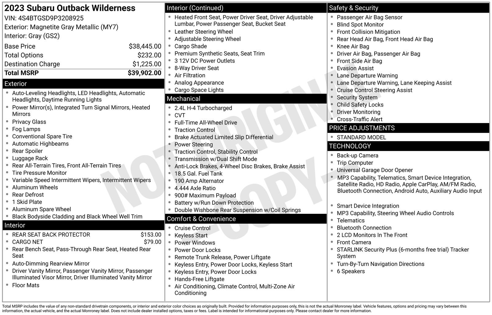 Certified 2023 Subaru Outback Wilderness AWD/4WD image 32