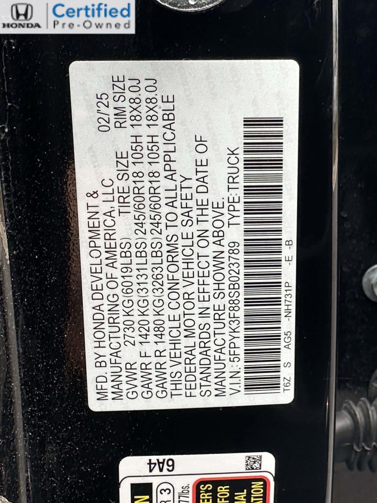 Certified 2025 Honda Ridgeline Black Edition image 29