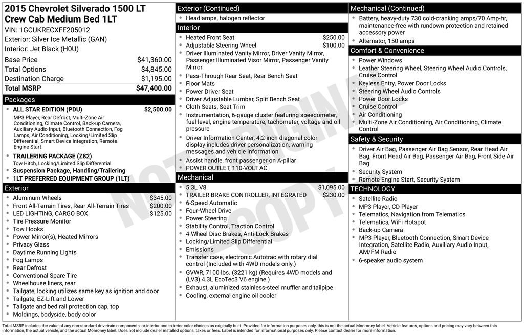 Used 2015 Chevrolet Silverado 1500 LT w/ All Star Edition AWD/4WD image 11