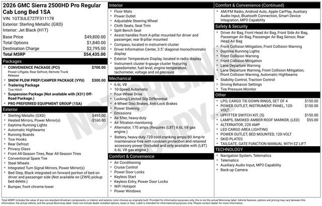 New 2026 GMC Sierra 2500 Pro w/ Convenience Package AWD/4WD image 3