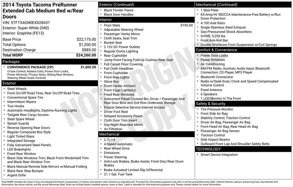 Used 2014 Toyota Tacoma PreRunner w/ Convenience Package image 3