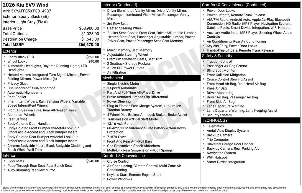 New 2026 Kia EV9 Wind image 2