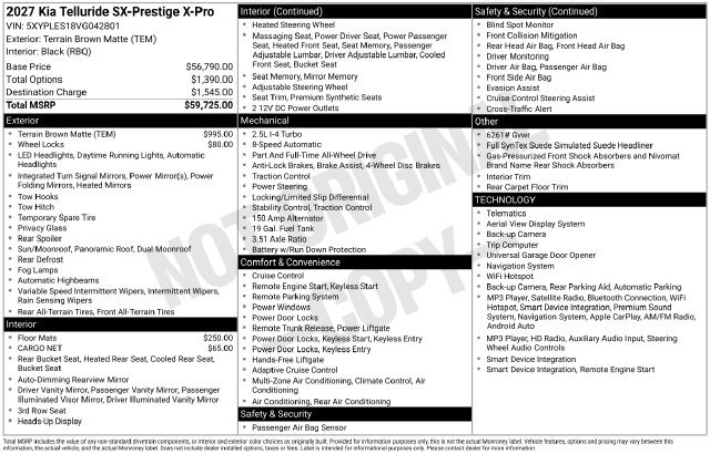 New 2027 Kia Telluride SX Prestige X-Pro AWD/4WD image 4