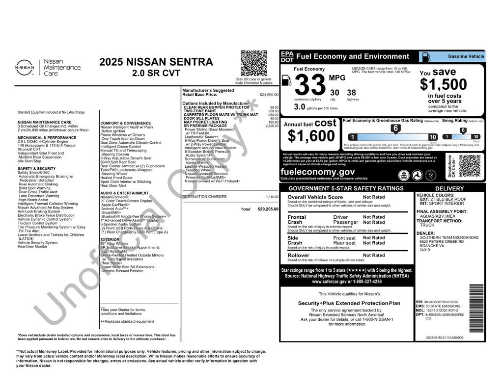 Certified 2025 Nissan Sentra SR w/ SR Premium Package FWD image 6