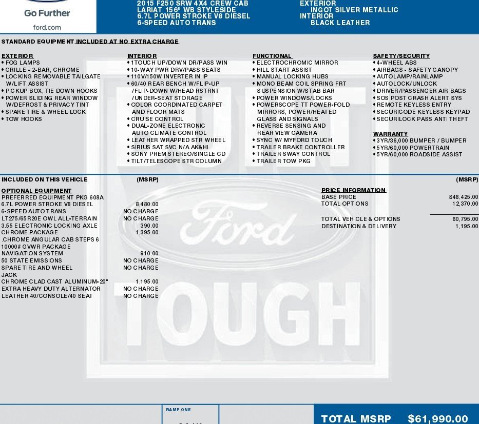 Used 2015 Ford F250 Lariat w/ Chrome Package image 2