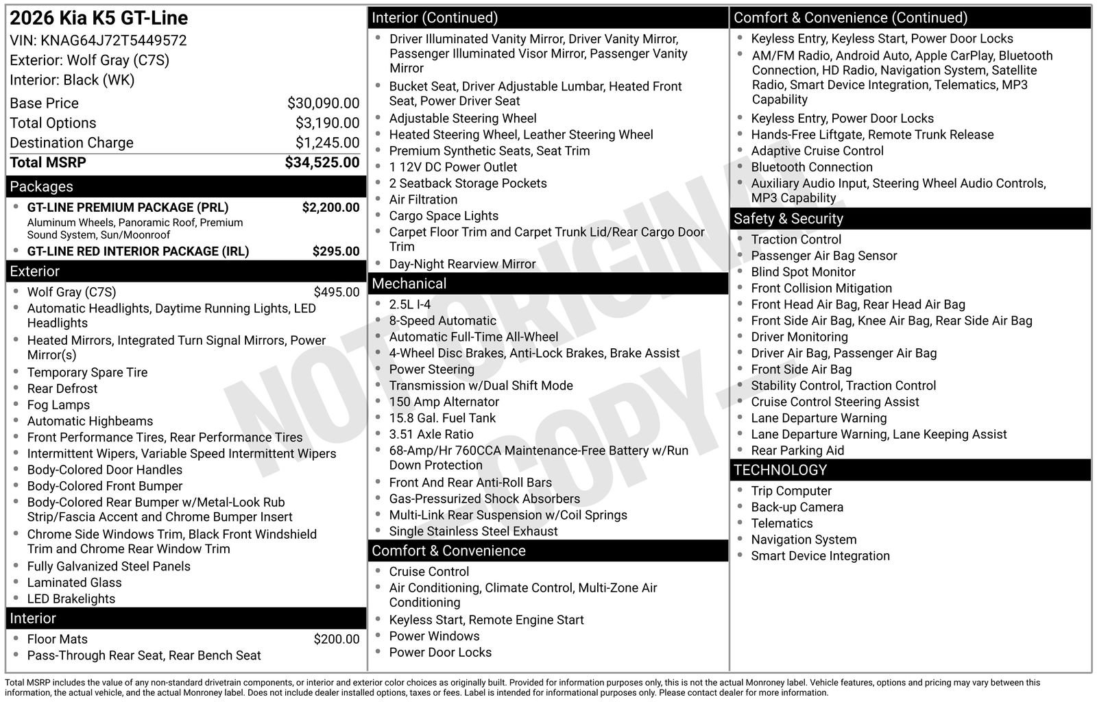 New 2026 Kia K5 GT-Line w/ GT-Line Premium Package AWD/4WD image 32
