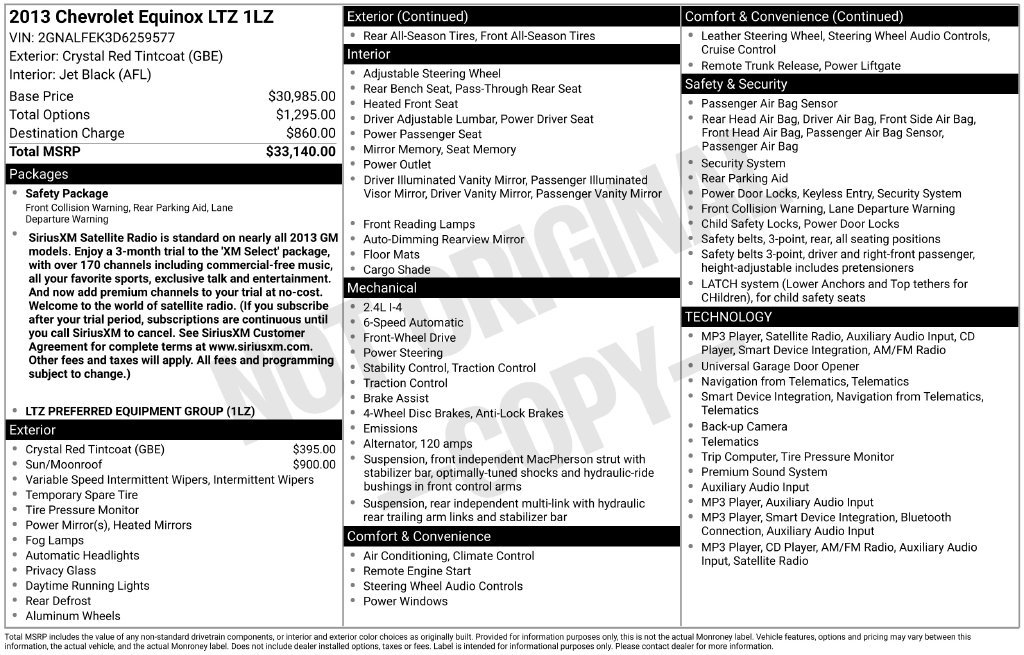 Used 2013 Chevrolet Equinox LTZ FWD image 10