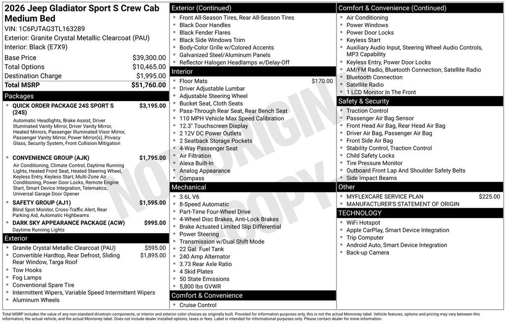New 2026 Jeep Gladiator Sport AWD/4WD image 27