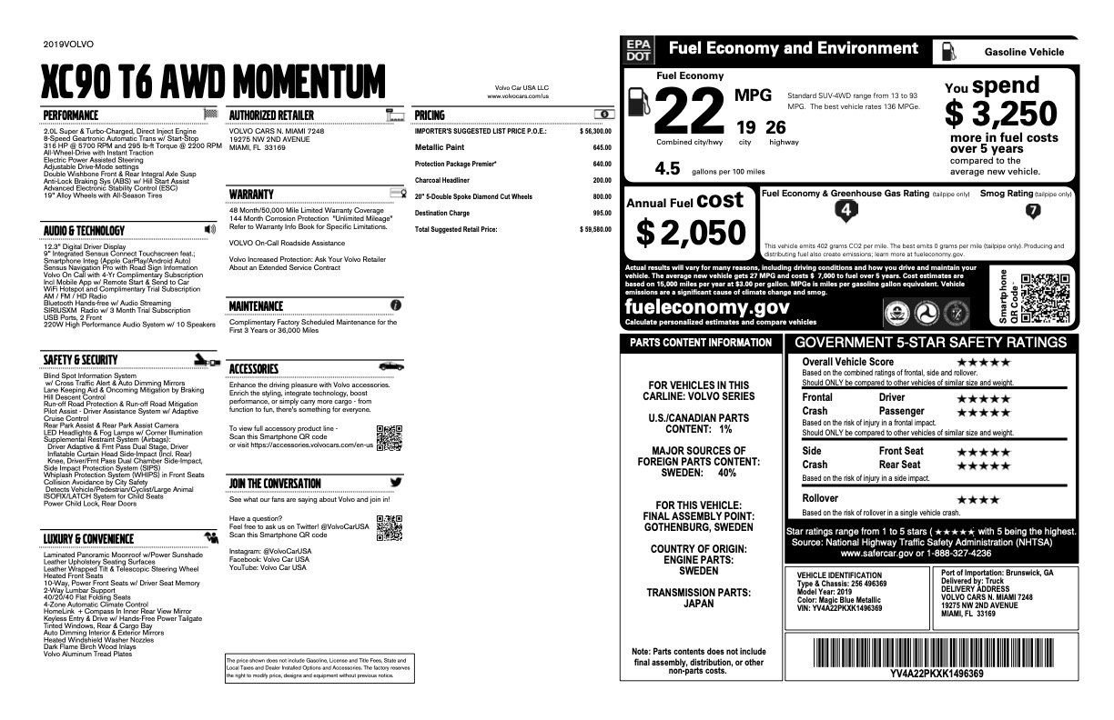 Used 2019 Volvo XC90 T6 Momentum w/ Protection Package Premier image 2