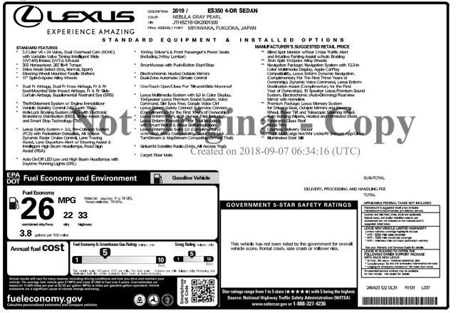 Used 2019 Lexus ES 350 F Sport w/ Premium Package FWD image 2