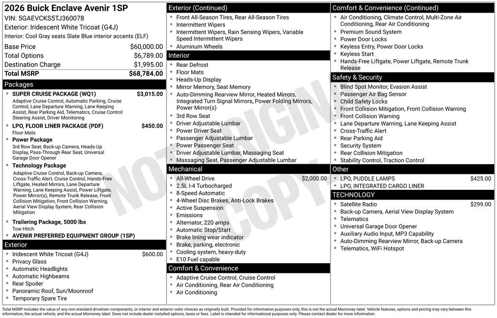 New 2026 Buick Enclave Avenir w/ Super Cruise Package AWD/4WD image 25