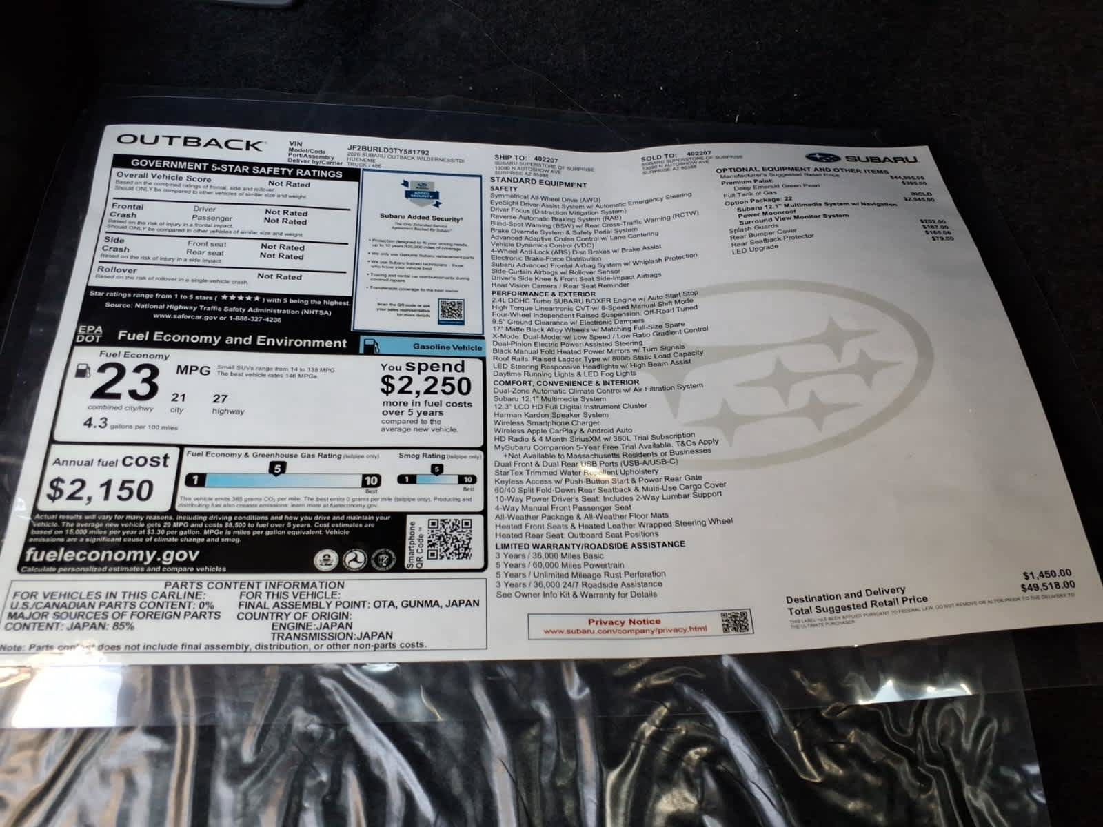 New 2026 Subaru Outback Wilderness AWD/4WD image 40