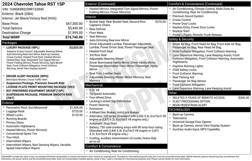Used 2024 Chevrolet Tahoe RST w/ Luxury Package AWD/4WD image 3
