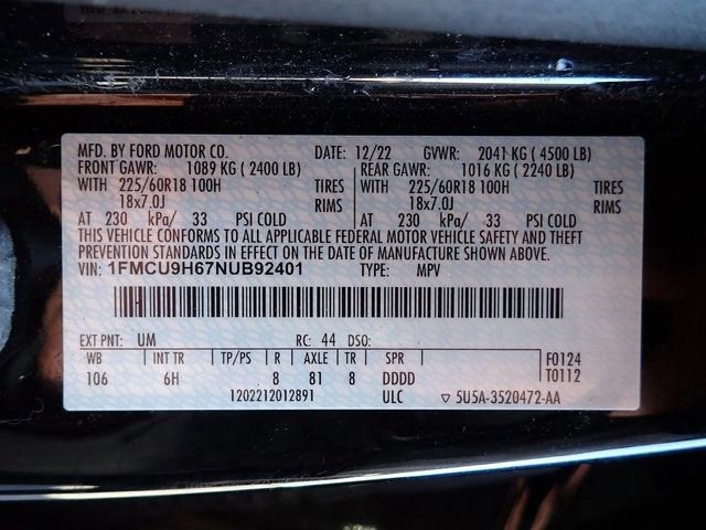 Certified 2022 Ford Escape SEL image 23