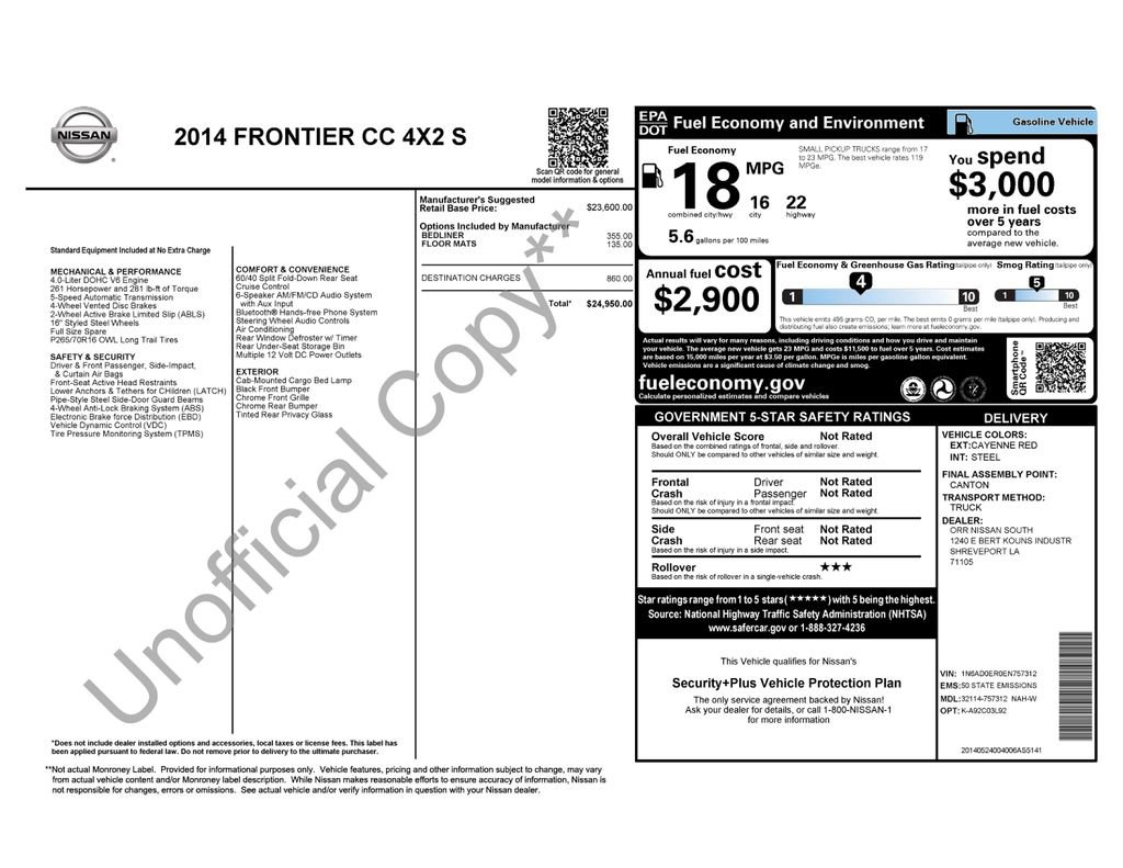Used 2014 Nissan Frontier S