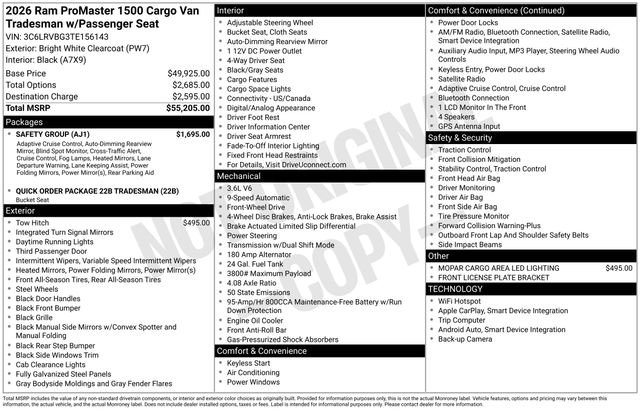 New 2026 RAM ProMaster 1500 w/ Safety Group FWD image 33