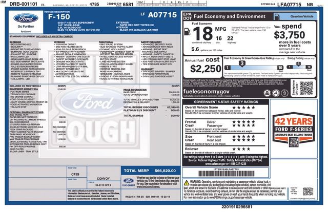 Used 2020 Ford F150 Platinum w/ Equipment Group 701A Luxury AWD/4WD image 2