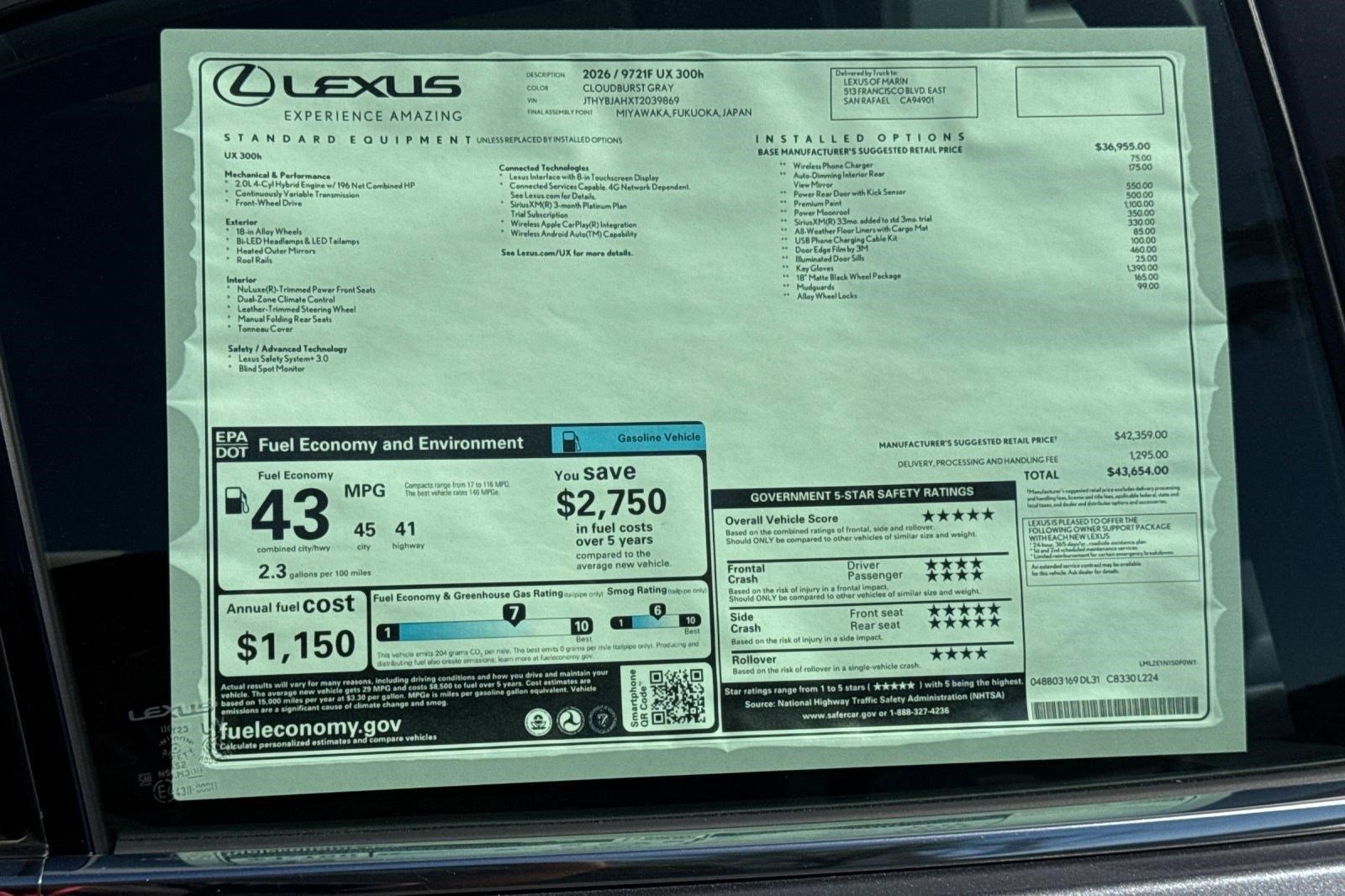 New 2026 Lexus UX 300h FWD image 28