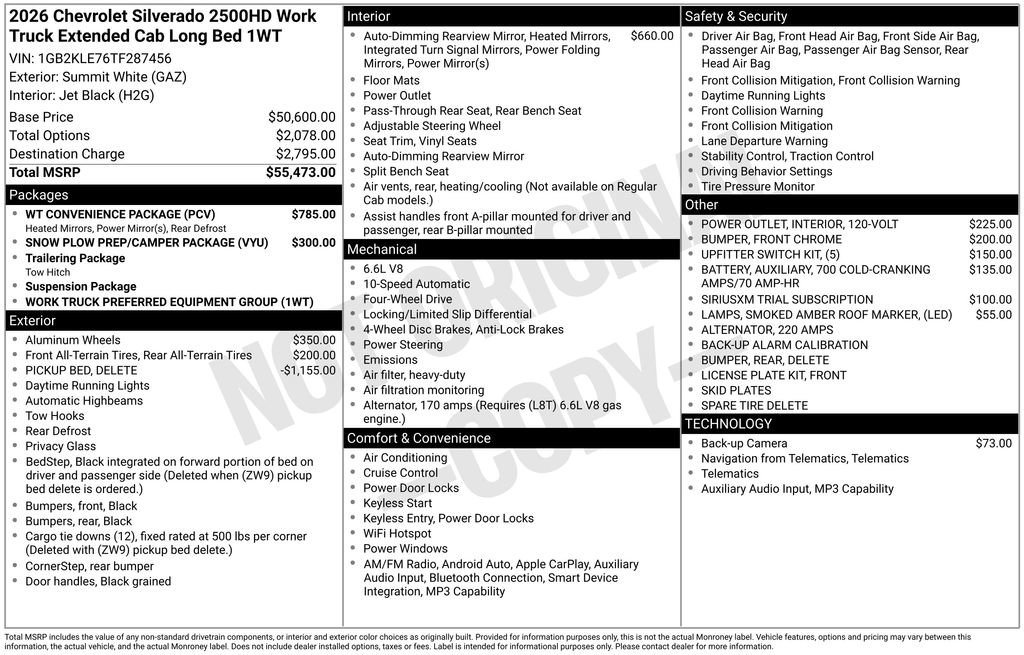 New 2026 Chevrolet Silverado 2500 W/T w/ WT Convenience Package AWD/4WD image 5