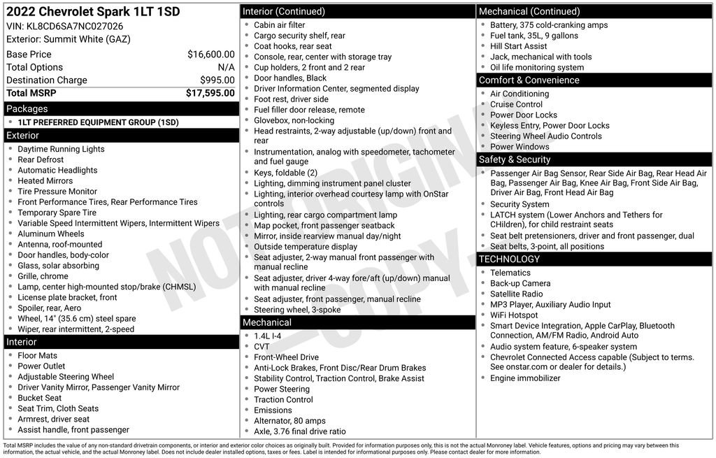 Used 2022 Chevrolet Spark LT FWD image 26