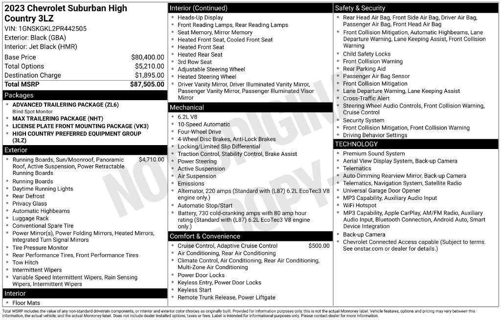 Used 2023 Chevrolet Suburban High Country AWD/4WD image 34