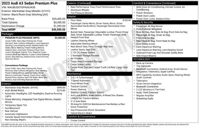 Used 2023 Audi A3 2.0T Premium Plus w/ Premium Plus Package FWD image 4