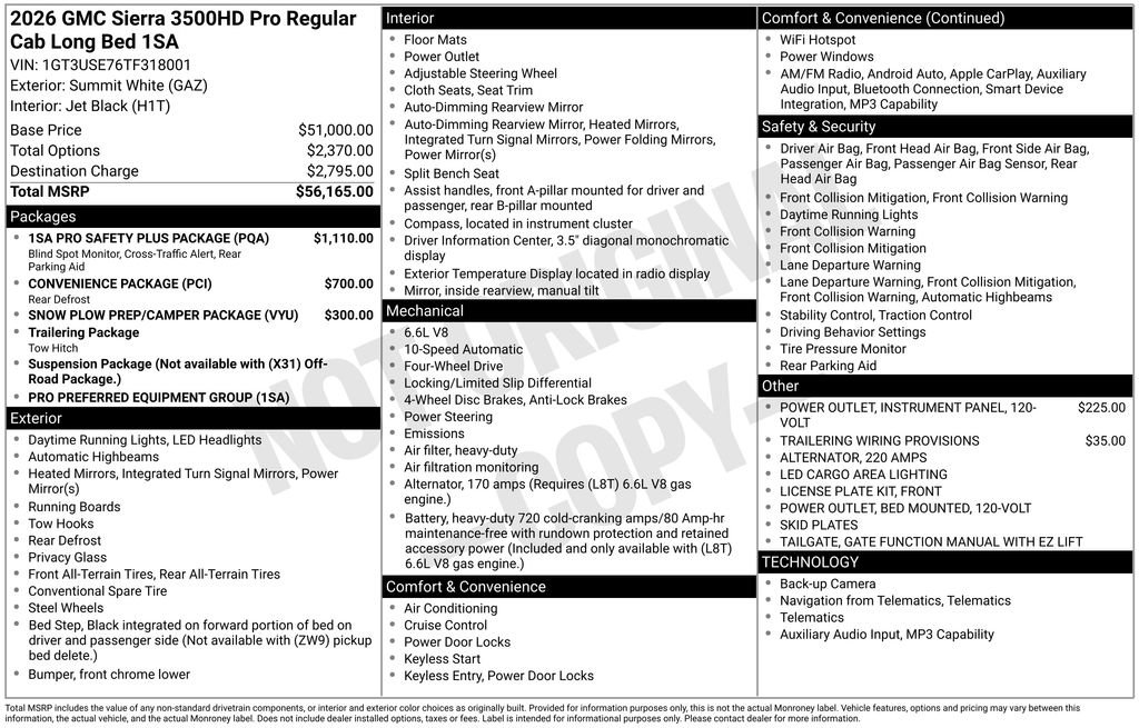 New 2026 GMC Sierra 3500 Pro w/ 1SA Pro Safety Plus Package AWD/4WD image 12