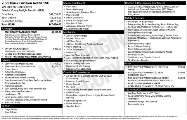 Used 2022 Buick Envision Avenir w/ Technology Package II image 6