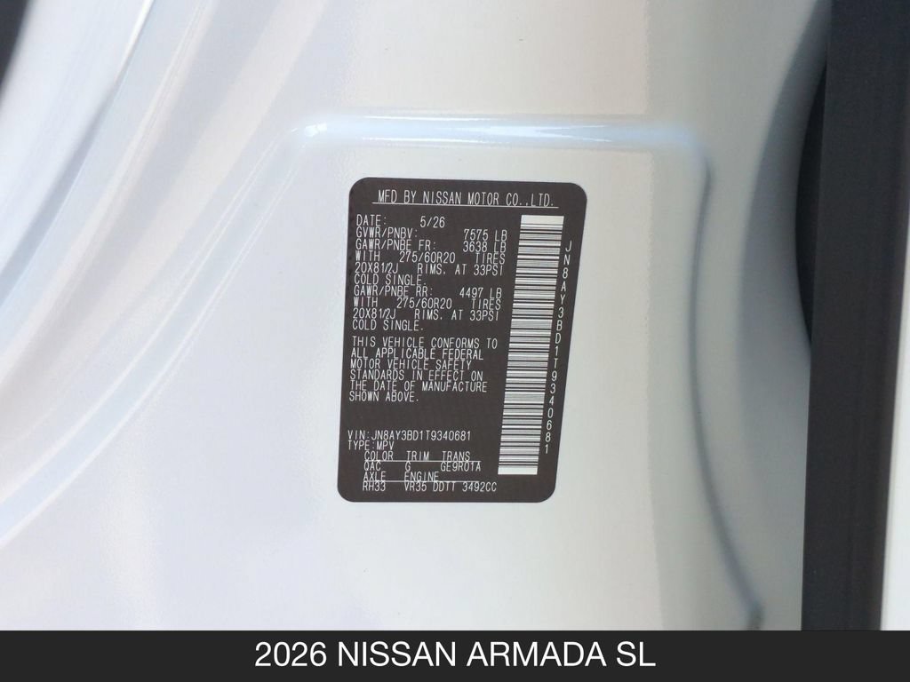 New 2026 Nissan Armada SL RWD image 25