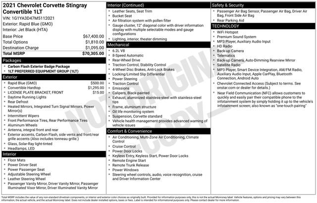 Used 2021 Chevrolet Corvette Stingray Convertible w/ 1LT RWD image 5