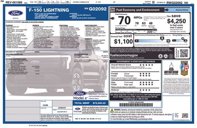 Used 2024 Ford F150 Lightning Flash w/ Max Trailer Tow Package AWD/4WD image 34