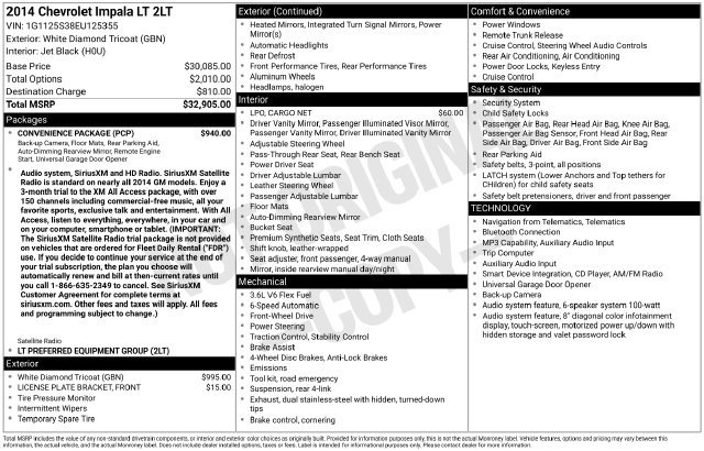 Used 2014 Chevrolet Impala LT w/ Convenience Package FWD image 7