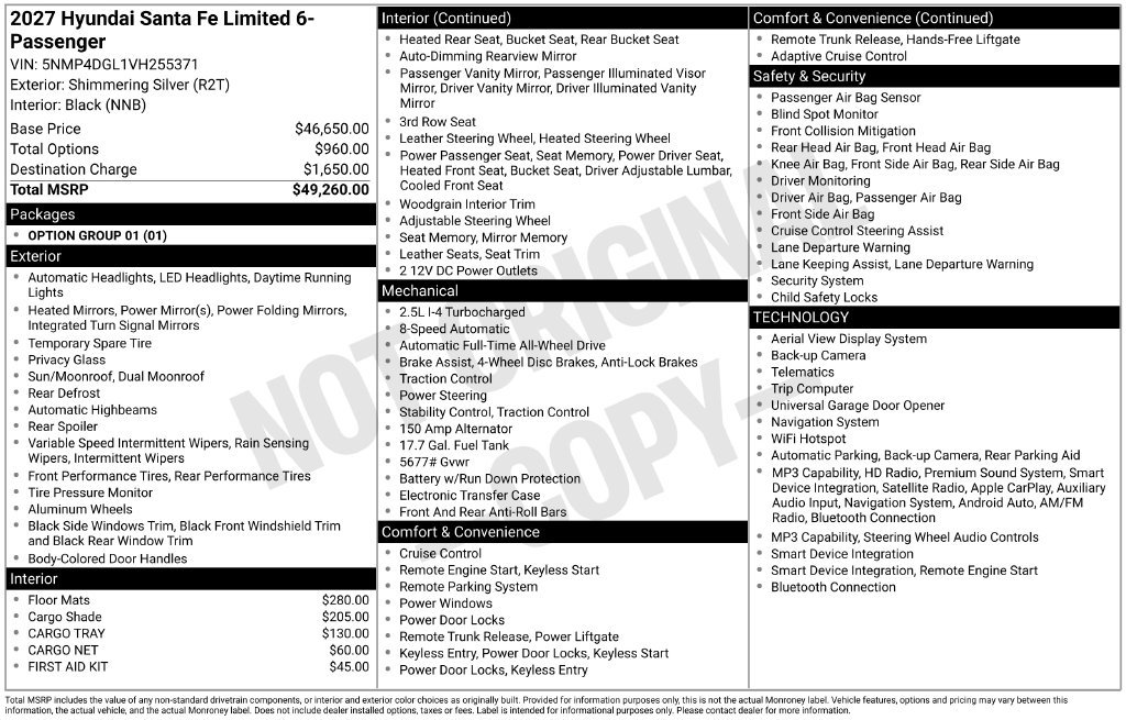 New 2027 Hyundai Santa Fe Limited AWD/4WD image 6