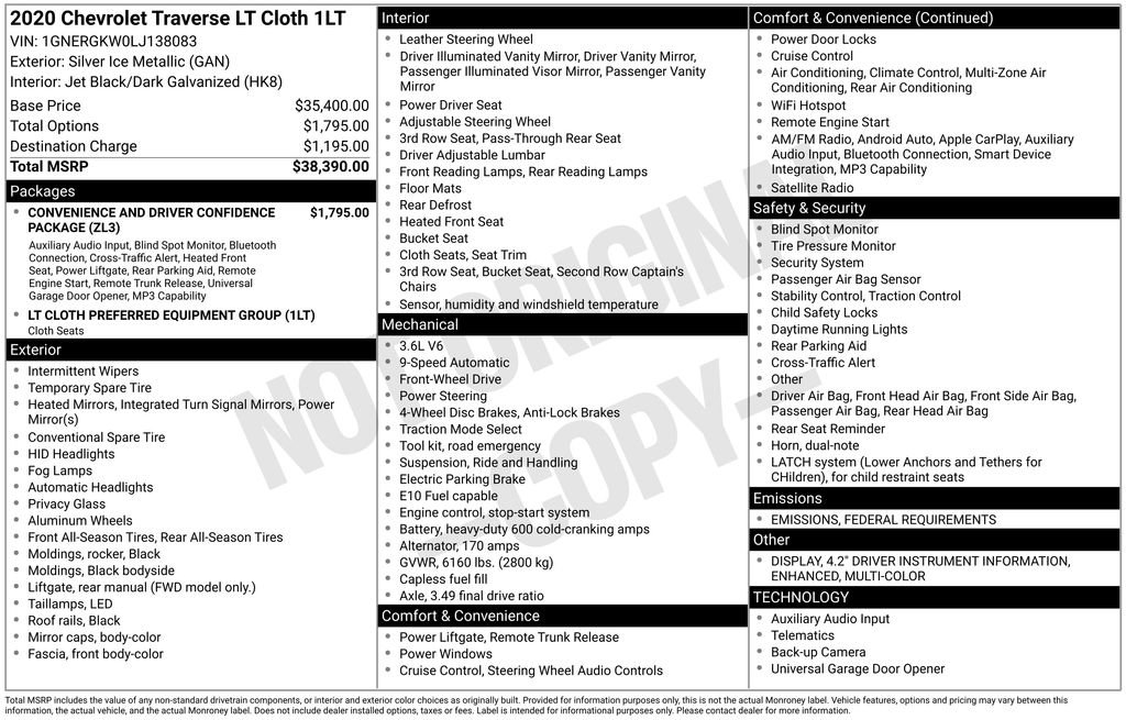 Used 2020 Chevrolet Traverse LT image 38