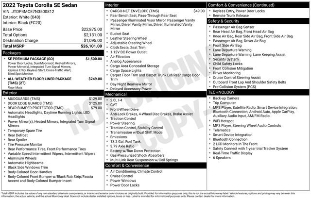 Used 2022 Toyota Corolla SE w/ SE Premium Package FWD image 11
